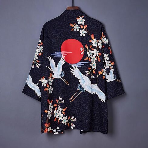 LAI MENG FIVE CATS Women's 3/4 Sleeve Loose fit Cardigan Jacket Japanese Style Kimono Cover up in Kuwait