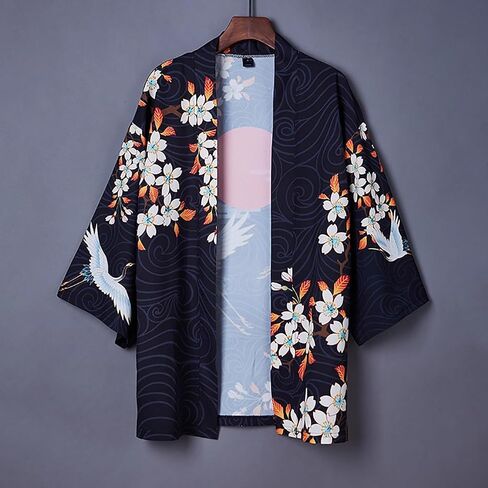 LAI MENG FIVE CATS Women's 3/4 Sleeve Loose fit Cardigan Jacket Japanese Style Kimono Cover up in Kuwait