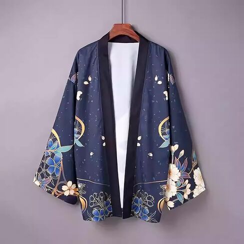 LAI MENG FIVE CATS Women's 3/4 Sleeve Loose fit Cardigan Jacket Japanese Style Kimono Cover up in Kuwait