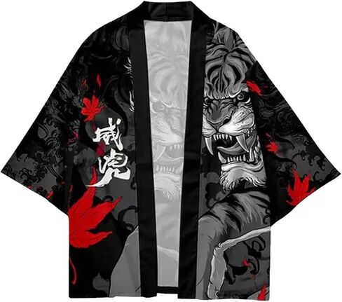 LAI MENG FIVE CATS Women's 3/4 Sleeve Loose fit Cardigan Jacket Japanese Style Kimono Cover up in Kuwait