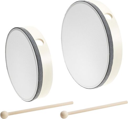 Qwork Hand Drup Percussion Wood Frame Dram مع عصا ، 10 بوصات 8 بوصة الموسيقية الموسيقية يدوي الدف in Saudi Arabia