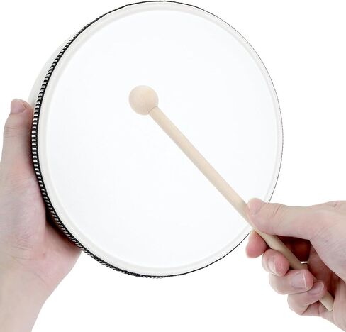 Qwork Hand Drup Percussion Wood Frame Dram مع عصا ، 10 بوصات 8 بوصة الموسيقية الموسيقية يدوي الدف in Saudi Arabia