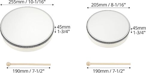 Qwork Hand Drup Percussion Wood Frame Dram مع عصا ، 10 بوصات 8 بوصة الموسيقية الموسيقية يدوي الدف in Saudi Arabia