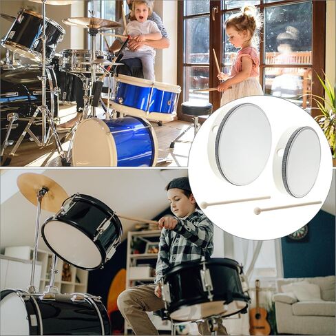 Qwork Hand Drup Percussion Wood Frame Dram مع عصا ، 10 بوصات 8 بوصة الموسيقية الموسيقية يدوي الدف in Saudi Arabia