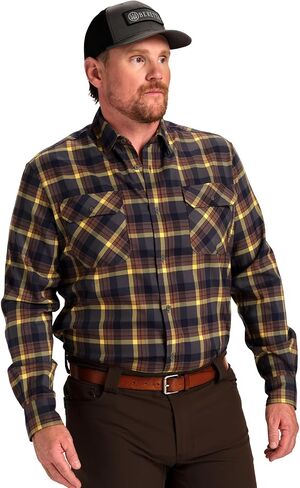 Beretta Men's Cadet Flannel Durable Soft Adjustable Casual Active Outdoor Hiking Plaid Button-Down Shirt with Chest Pockets in Saudi Arabia