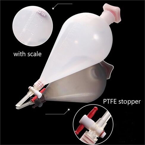 125ml Pear Shaped Plastic Separator Funnel with PTFE Stop PP Separator Funnel Laboratory Supplies in Saudi Arabia