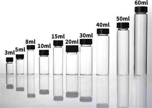 2ml-60ml عينة مختبر قارورة صغير زجاجة الكاشف الشفافة قوارير الشفافة للتجربة (20 مل 10pcs) in Saudi Arabia
