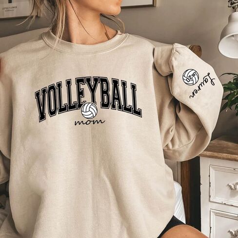 LASFOUR Personalized Volleyball Sweatshirts for Women, Volleyball Mom Sweatshirt Custom, Volleyball Mom Shirts for Women in Saudi Arabia