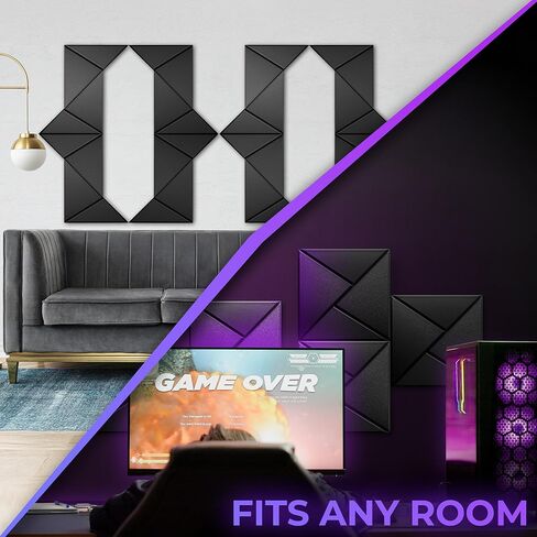 ألواح صوتية ذاتية الـ 24 عبوة-رغوة عالية الكثافة مقاومة للصوت 12 "× 12" × 0.4 "للاستوديوهات والمكتب والمنزل-تصميم أسود أنيق ، ألواح صوتية عالية ، ألواح جدار مقاومة للصوت ، in Kuwait