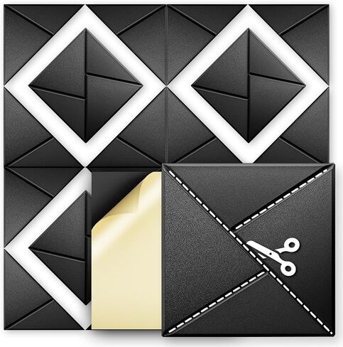 ألواح صوتية ذاتية الـ 24 عبوة-رغوة عالية الكثافة مقاومة للصوت 12 "× 12" × 0.4 "للاستوديوهات والمكتب والمنزل-تصميم أسود أنيق ، ألواح صوتية عالية ، ألواح جدار مقاومة للصوت ، in Kuwait