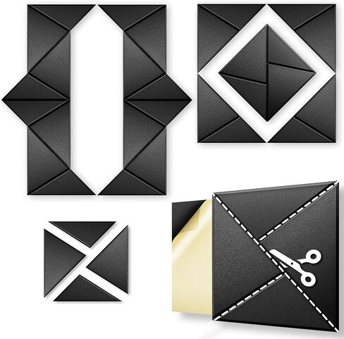 ألواح صوتية ذاتية الـ 24 عبوة-رغوة عالية الكثافة مقاومة للصوت 12 "× 12" × 0.4 "للاستوديوهات والمكتب والمنزل-تصميم أسود أنيق ، ألواح صوتية عالية ، ألواح جدار مقاومة للصوت ، in Kuwait