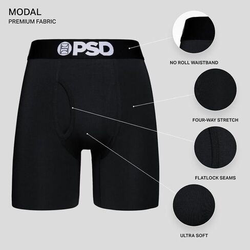PSD Men's 95/5 Blk 3-Pack Boxer Briefs, Multi, XXL in Saudi Arabia