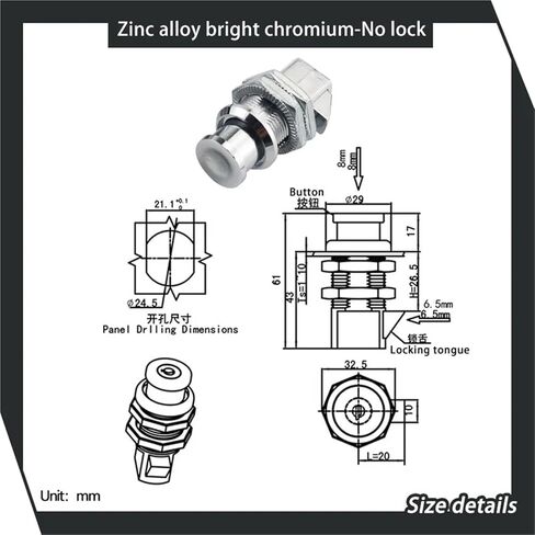 زنك سبيكة ختم قفل خزانة التحكم الكهربائية الأسطوانية مع 1pcs (غير لامع مع قفل) in Kuwait