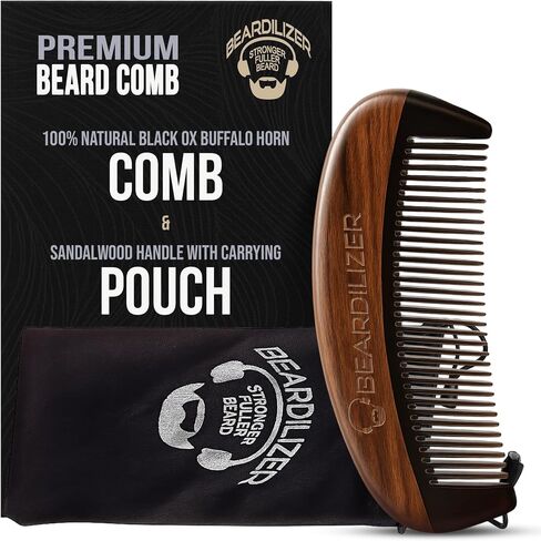 Beardilizer Beard Comb - 100% Natural Black Ox Buffalo Horn & Sandalwood Handle in Saudi Arabia