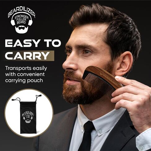 Beardilizer Beard Comb - 100% Natural Black Ox Buffalo Horn & Sandalwood Handle in Saudi Arabia