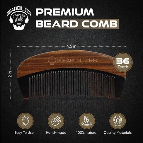 Beardilizer Beard Comb - 100% Natural Black Ox Buffalo Horn & Sandalwood Handle in Saudi Arabia