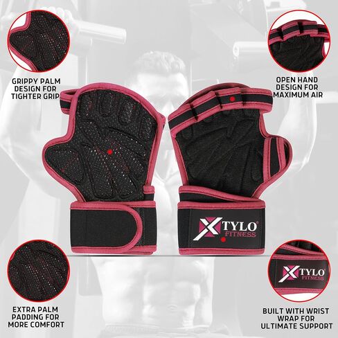 Xtylo Int Workout Gloves for Men & Women Weight Lifting Gloves with Wrist Support, Full Palm Protection, Non-Slip Grip–Gym,Training, Rowing, Cycling, Fitness Sizes S,M,L,XL in Saudi Arabia