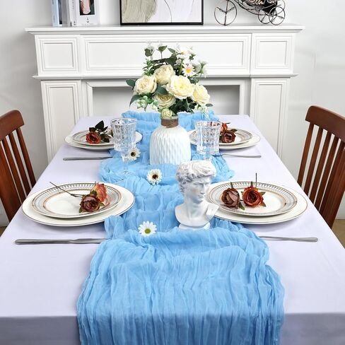 8 حزمة برتقالية تشيز ستوكلوث طاولة عداء 10 قدم شاش الجبن طاولة الجدول عداء 120 بوصة بوهو القماش الريفي للزفاف الصيفي زفاف دش الزفاف مركزية مركبة المنزل الديكور in Kuwait