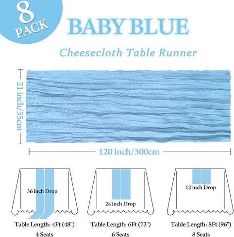 8 حزمة برتقالية تشيز ستوكلوث طاولة عداء 10 قدم شاش الجبن طاولة الجدول عداء 120 بوصة بوهو القماش الريفي للزفاف الصيفي زفاف دش الزفاف مركزية مركبة المنزل الديكور in Kuwait