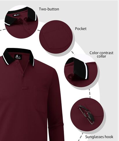 Zity 3 Pack Men Polo قمصان طويلة بأكمام طويلة مع قمصان الجولف جيب للرجال عمل غير رسمي قمصان رياضية in Saudi Arabia