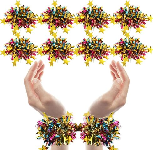 Cheerleader Poms Poms Wrist Flower,Dance Team Spirited Fun Metallic Foil Hand Flowers,Sports Meeting Supplies Spirit Accessories for Kids Adults in Saudi Arabia