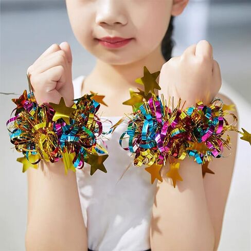 Cheerleader Poms Poms Wrist Flower,Dance Team Spirited Fun Metallic Foil Hand Flowers,Sports Meeting Supplies Spirit Accessories for Kids Adults in Saudi Arabia