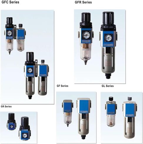 G Series FRL Unit Air Filter Pressure Regulator Lubricator GFC/GFR/GF/GR/GL200/300/400 1/4 3/8 Semi-auto Drain Built in Gauge(Filter GF,300-10) in Saudi Arabia