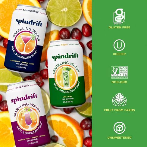 Spindrift Sparkling Water, 4 Flavor Variety Pack, Made with Real Squeezed Fruit, 12 Fl Oz (Pack of 20) in Saudi Arabia