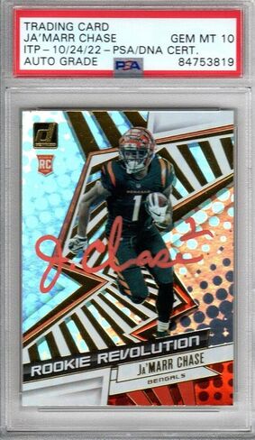 Ja'Marr Chase Bengals Signed 2021 Panini Rookie Card GEM MT. 10 PSA ITP 84753819 - Football Slabbed Autographed Rookie Cards in Saudi Arabia