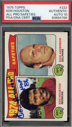 Ken Houston Gem Mint 10 PSA DNA Signed 1975 Topps 1974 Leaders Autograph - NFL Autographed Football Cards in Saudi Arabia