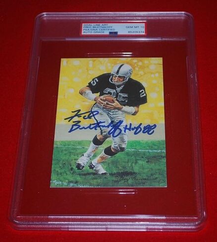 RAIDERS Fred Biletnikoff Gem Mint 10 PSA DNA Slabbed Signed Goal Line Art Card - Football Slabbed Autographed Cards in Saudi Arabia