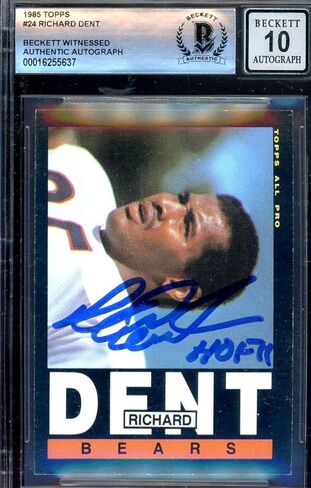 Richard Dent Gem Mint 10 Beckett BAS Signed 1985 Topps Rookie Autograph - Football Slabbed Autographed Rookie Cards in Saudi Arabia