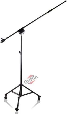 Griffin 11ft Tall Rolling Mic Boom Stand (Extended Xheight Edition) مع ذراع التلسكوبية وقاعدة ترايبود - Studio Microphone Wyped Stand للطبول العلوية ، والجوقة ، والتسجيل الصوتي in Saudi Arabia