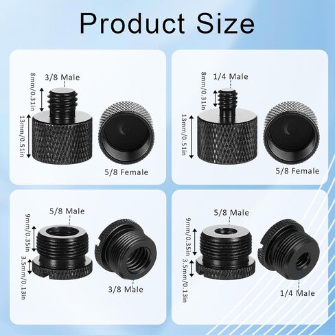 8 PCS MIC Stand Adapter ، MIC Metal Adapters-5/8 Female to 3/8 Male and 3/8 Feman in Saudi Arabia