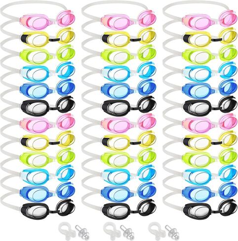 36 Pack Swim Goggles Gulk Swimming Glasses No Heaking Anti Fog Pool Awoggles with 36 baip tashlips and ear slows for pool people من 6 إلى 14 عامًا in Saudi Arabia