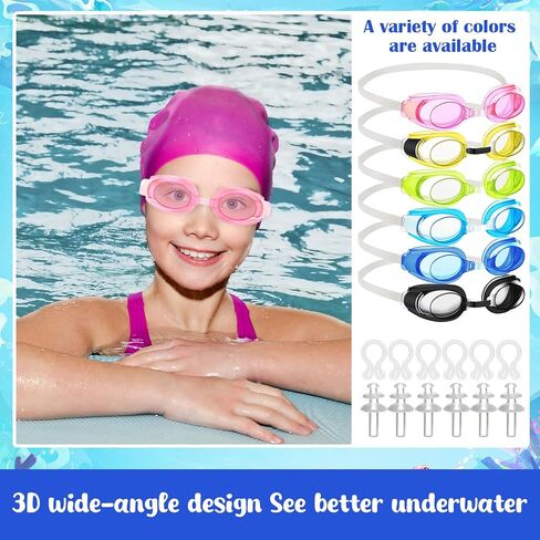 36 Pack Swim Goggles Gulk Swimming Glasses No Heaking Anti Fog Pool Awoggles with 36 baip tashlips and ear slows for pool people من 6 إلى 14 عامًا in Saudi Arabia