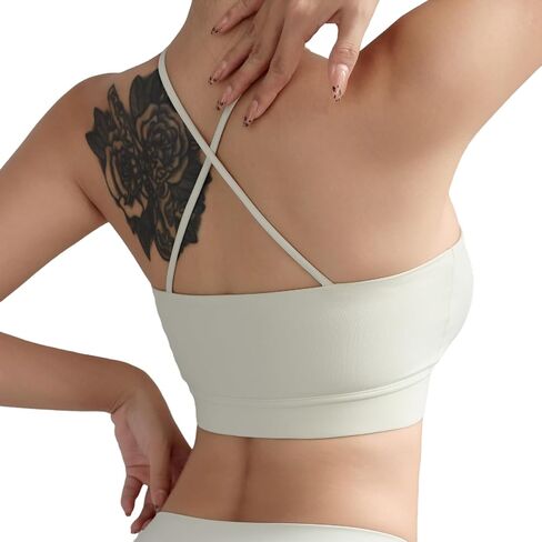Le&Chung Crisscross Strappy Cut-Out Padded&Cross-Back Sports Bras for Women-Medium Support&Breathable for Yoga Gym Workout in Saudi Arabia