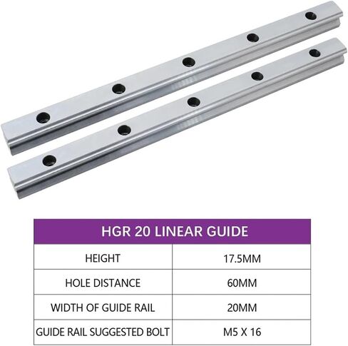 2pcs 1000-2000mm HGR20 Linear Rails CNC Guides Linear Guide (1650mm) in Saudi Arabia