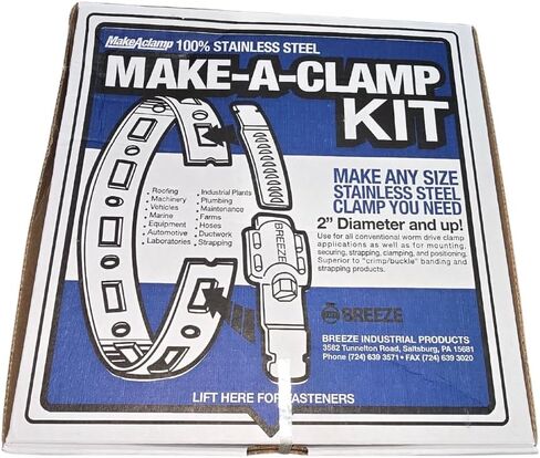 Generic Beze Make-A-Clamp Kit 4001 ، نظام مشبك خرطوم الفولاذ المقاوم للصدأ. مجموعة تحتوي على 100 قدم ، 25 السحابات و 10 روابط. in Kuwait