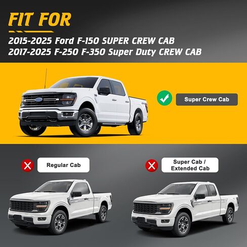 Running Boards Compatible with Ford F150 Supercrew Cab 2015-2024, Side Steps Fit for F250 F350 Super Duty Crew Cab 2017-2024, 6.5" Wide Stainless Steel Step Bars in Saudi Arabia