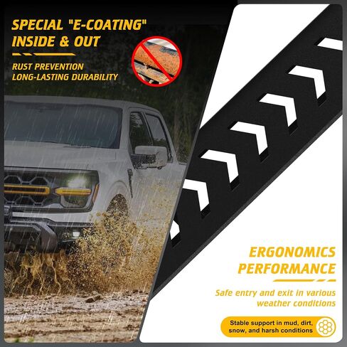 Running Boards Compatible with Ford F150 Supercrew Cab 2015-2024, Side Steps Fit for F250 F350 Super Duty Crew Cab 2017-2024, 6.5" Wide Stainless Steel Step Bars in Saudi Arabia