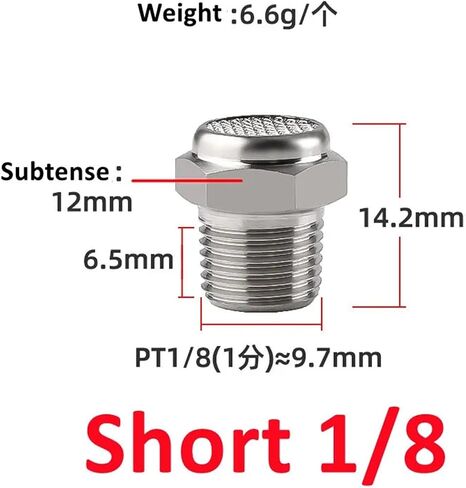 Muffler With Flat End And Pointed End BSL G1/8 G1/4 G3/8 1/2" Pneumatic Air Silencer Exhaust Muffler 1Pcs(Short 1inch) in Kuwait