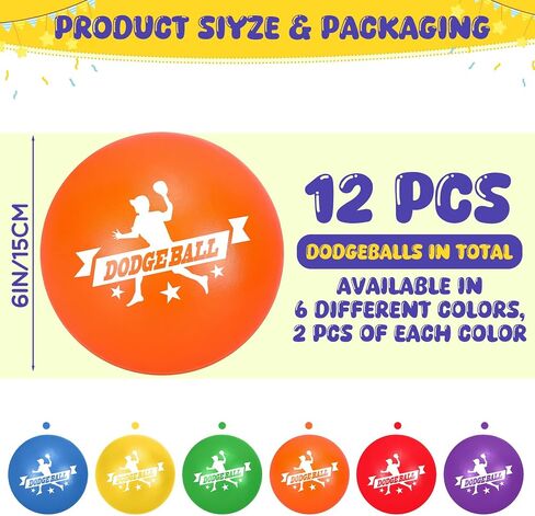 Jerify 12 Pcs Foam Dodgeball Set 6 Inch Soft Skin Playground Dodgeballs Bulk, Low Density Foam for Non Sting Dodgeball Sports Equipment for Kids and Adults in Saudi Arabia
