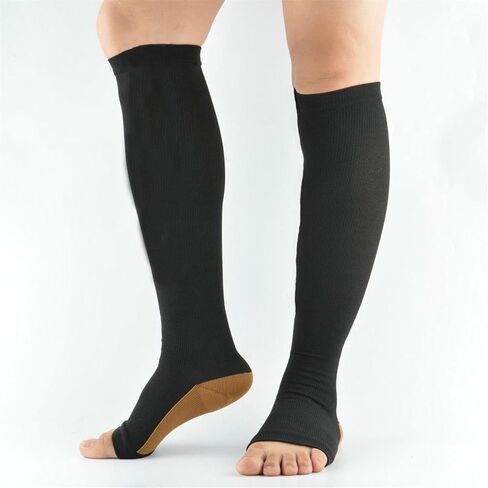 Open Toe Compression Socks 3Pairs Women Men Knee High for Circulation Support Toeless Compression Socks in Saudi Arabia