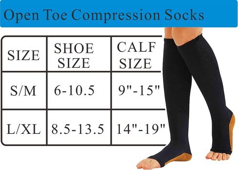 Open Toe Compression Socks 3Pairs Women Men Knee High for Circulation Support Toeless Compression Socks in Saudi Arabia
