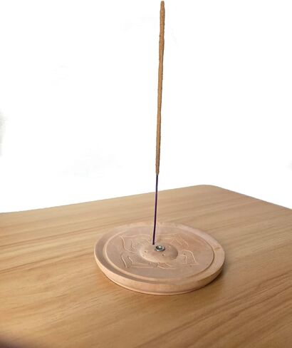 Wood Incense Holder Dorje (Vajra) Design | Handmade Handpainted Eco-Friendly Wood Incense Burner Ash Catcher | Home Décor Housewarming Gift | Stand Holds 4 Regular and 1 Tibetan Sticks in Saudi Arabia