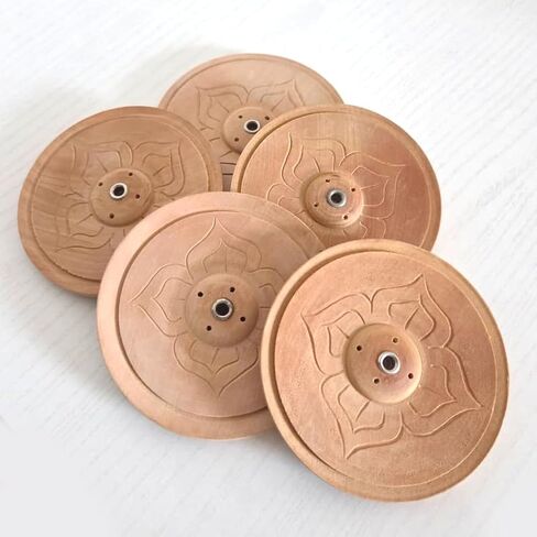 Wood Incense Holder Dorje (Vajra) Design | Handmade Handpainted Eco-Friendly Wood Incense Burner Ash Catcher | Home Décor Housewarming Gift | Stand Holds 4 Regular and 1 Tibetan Sticks in Saudi Arabia