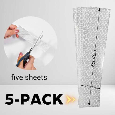 5 PCS ملصقات عاكسة بيضاء ، 1.25 "× 6" ملصق عاكس لاصق ذاتي ، شريط عاكس من الدرجة الماسية ، ملصقات أمان لعاكسات الدراجات والسيارات والاستخدام في الهواء الطلق in Saudi Arabia