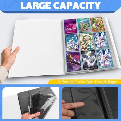 Trading Card Binder,9 Pocket 20 Pages 360 Cards,Collector Album,Card Folder for Collectible Games， Sports,MTG,TCG(Blue) in Kuwait
