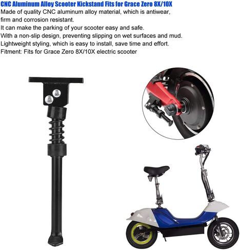 Scooter Kickstand Kickstand Kick Stands وقوف الوقوف حامل الدعم الجانبي 6.7 بوصة ألومنيوم الدراجة الخلفية الدراجة الجانبية Kickstand Fits for Grace Zero 8x/10x Electric in Saudi Arabia